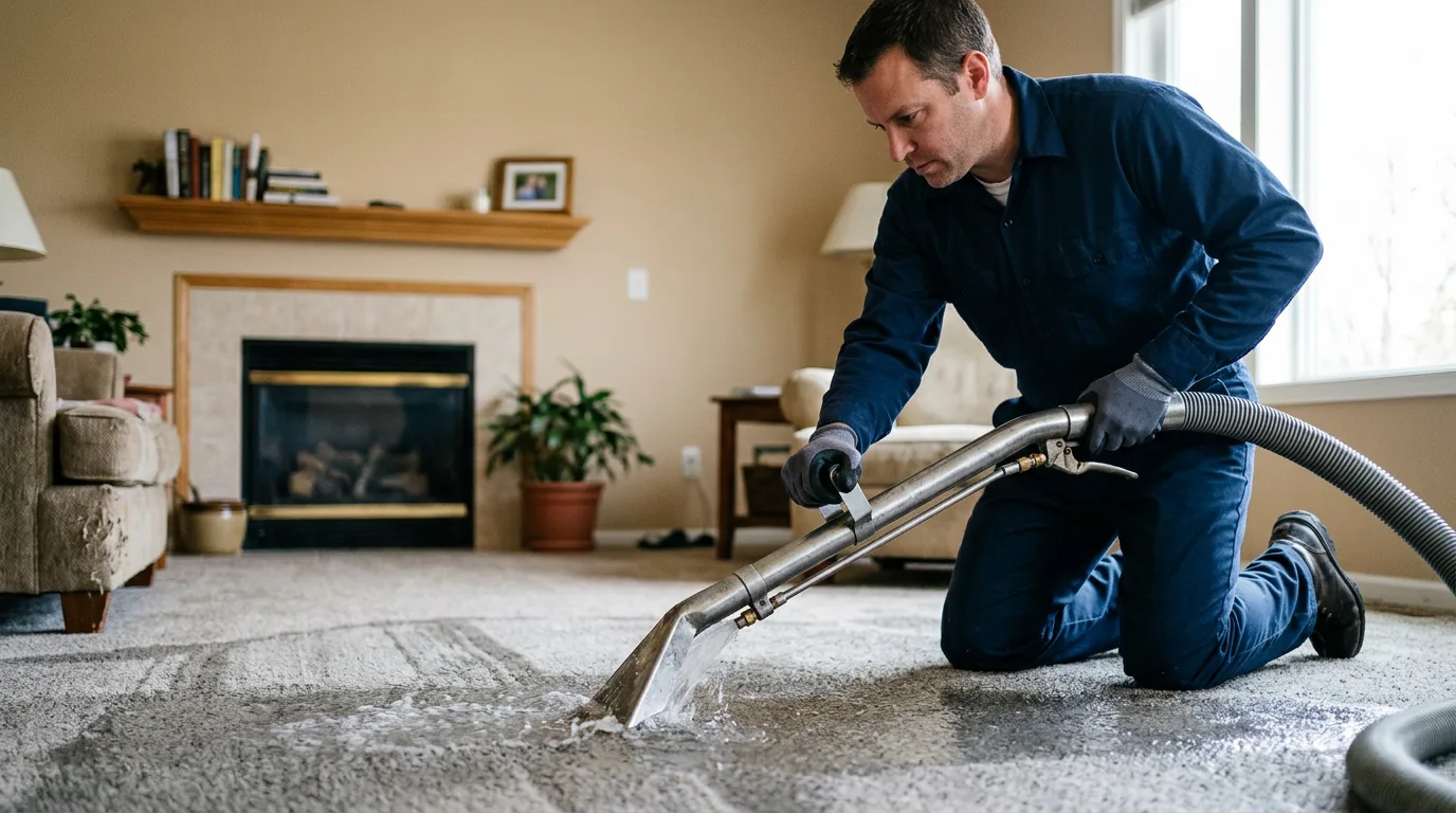Water damage restoration technician working near Marble Hill, MO